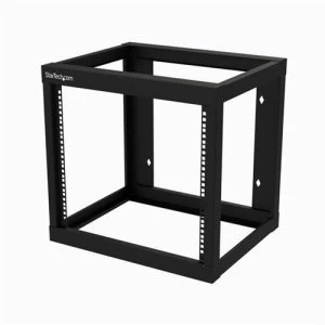 image of StarTech.com 9U 19" Wall Mount Network Rack 19" Deep 2 Post Open Frame for Server Room/Data/AV/IT/Communication/Computer Equipment/Patch Panel w/Cage