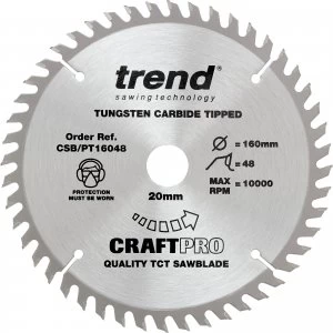 Image of Trend CRAFTPRO Panel Trimming Plunge Saw Blade 160mm 48T 20mm