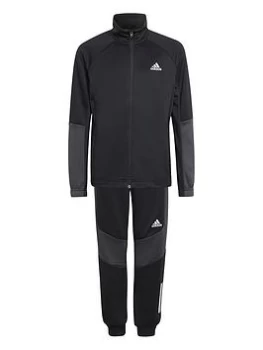 Image of adidas Junior Boys XFG Aeroready Tracksuit - Black/Grey, Size 11-12 Years