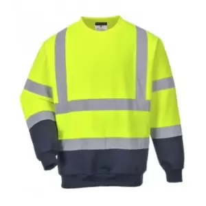 Image of Portwest Mens Hi-Vis Two Tone Sweatshirt (L) (Yellow/Navy)