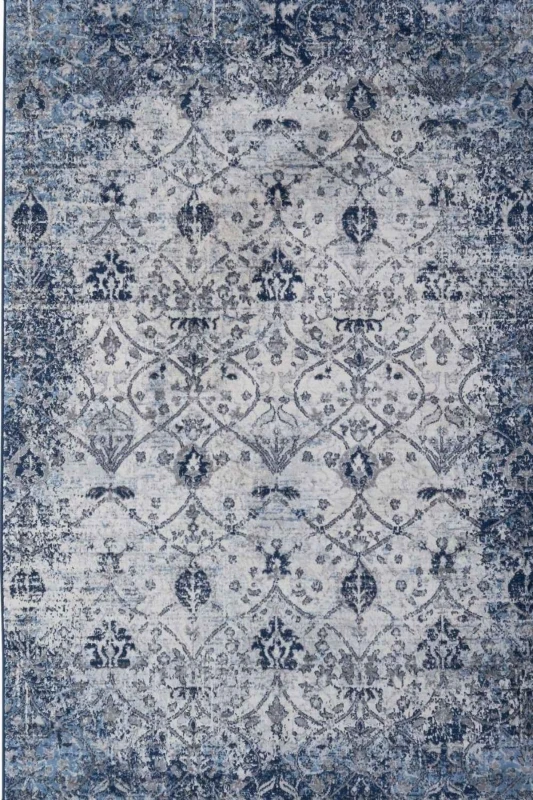 Image of THE RUGS Montana Vintage Navy & Cream Living Room Area Rug 4030 Size: 120cm x 170cm Navy Unisex 120cm x 170 cm