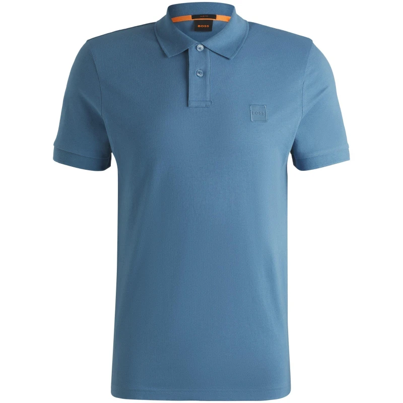 Image of Boss Mens HBO Passenger Premium Design Polo Shirt Open Blue male 6XL