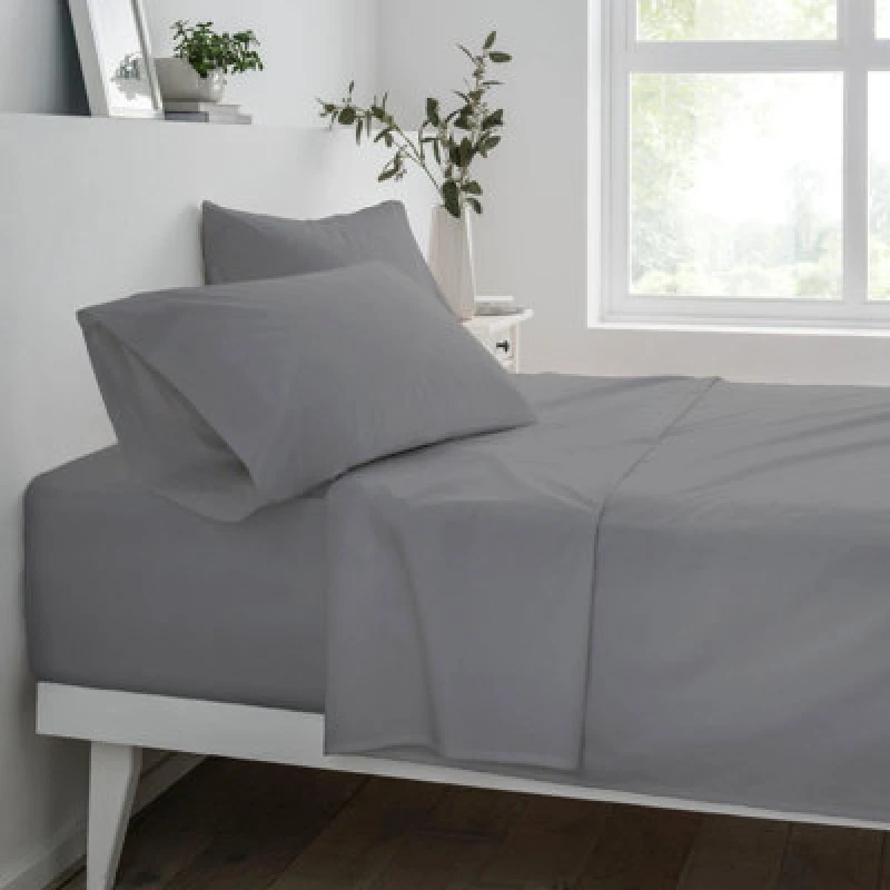 Image of Smart Living Smart Living Luxury Non-Iron Easy CarePolycotton 32cm Deep Fitted Bedsheet in Grey Size: King Fitted Grey King Fitted Unisex 5056242724
