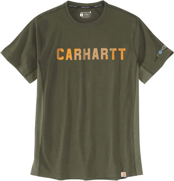 Image of Carhartt Force Flex Block Logo T-Shirt, green, Size 2XL
