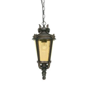 Image of 1 Light Medium Outdoor Ceiling Chain Lantern Weathered Bronze, E27