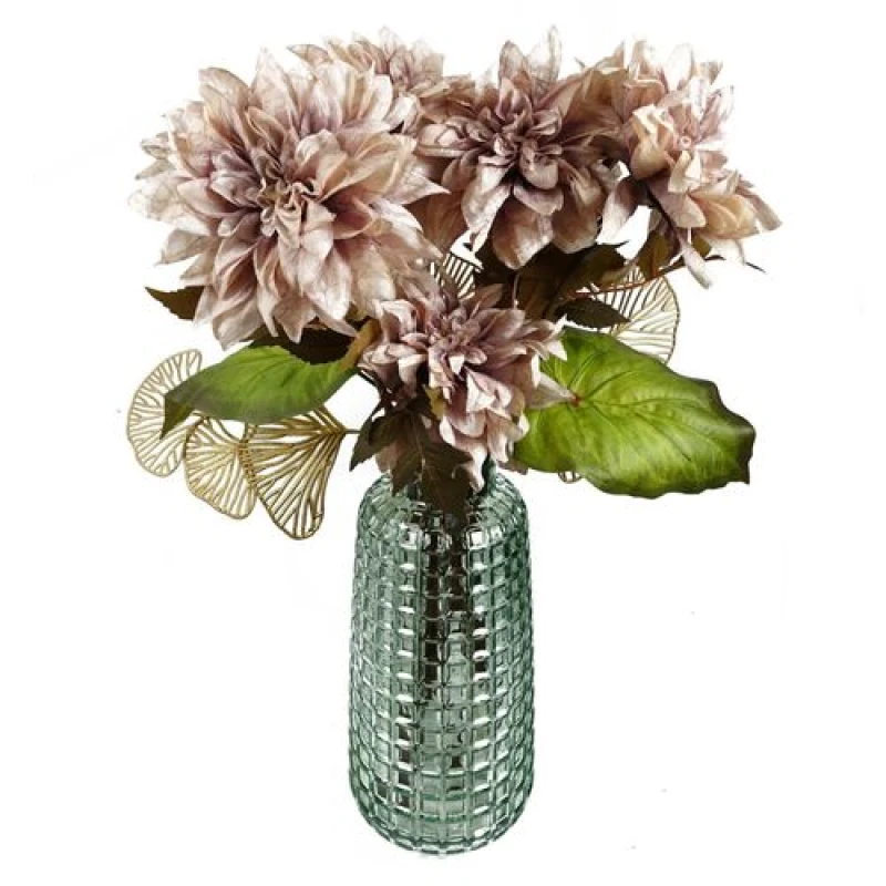 Image of Leaf Pack of 6 x 55cm Dahlia Flower Stem - Dusty Pink
