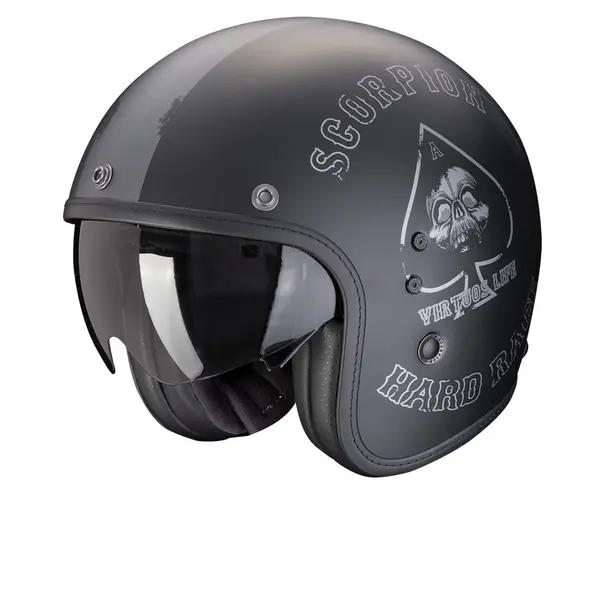 Image of Scorpion Belfast Evo Spade Matt Black Silver Jet Helmet Size XS
