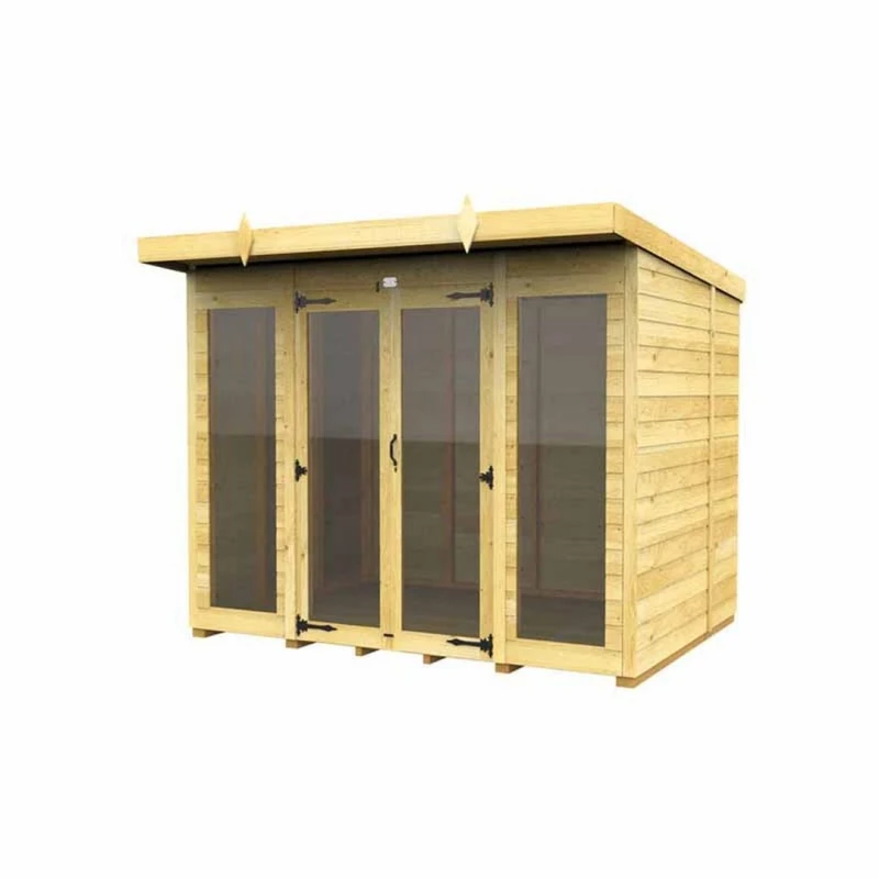 Image of Buttercup Farm 8x7 ft Pent Summer House (Full Height Window) - L214 x W243 x H201cm in Brown Brown Unisex