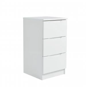 Image of Legato 3 Drawer Bedside Table - White Gloss