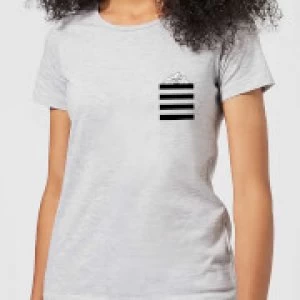 Image of Looney Tunes Taz Stripes Pocket Print Womens T-Shirt - Grey - 3XL