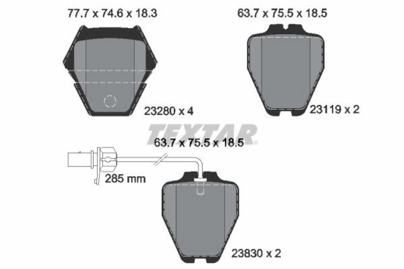 Image of Brake pad set TEXTAR 2328001