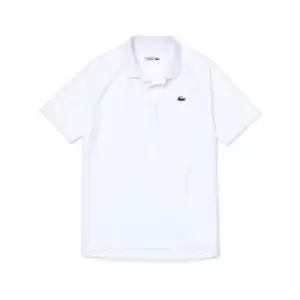 Image of Mens Lacoste SPORT Breathable Run-Resistant Interlock Polo Shirt Size 2 - XS White