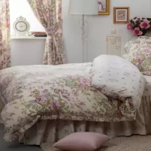 Image of Belledorm Rose Boutique Duvet Cover (Double) (Ivory/Pink/Green)