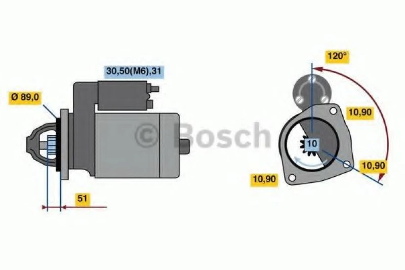 Image of Bosch 0 986 020 170 Starter motor 4kW, 24V, Number of Teeth: 10 Starter (2)