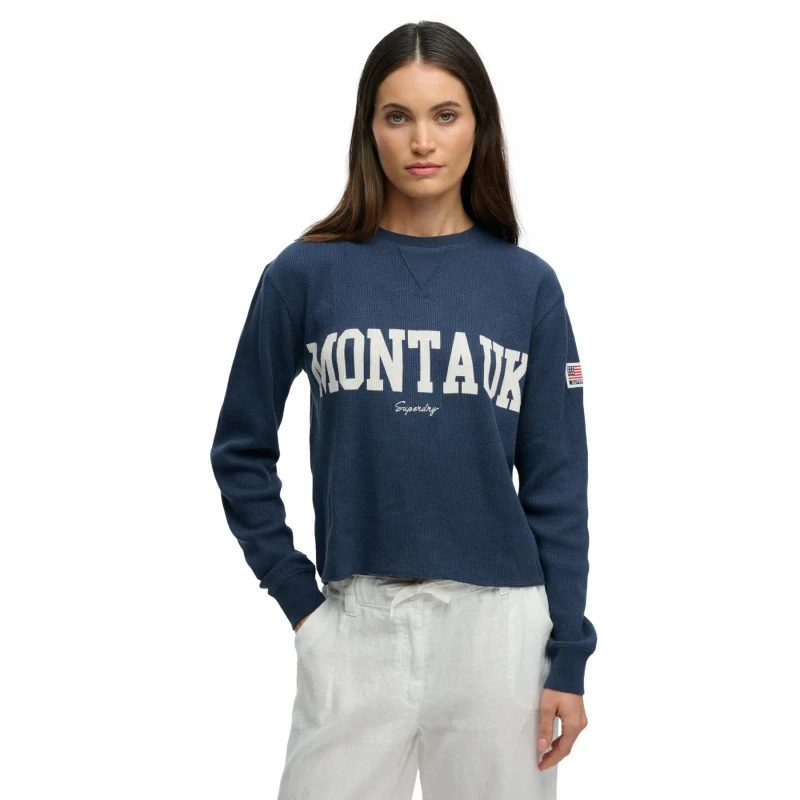Image of Superdry Womens long sleeve T-Shirt Superdry Athletic Essential Graphic Bleu Female XS