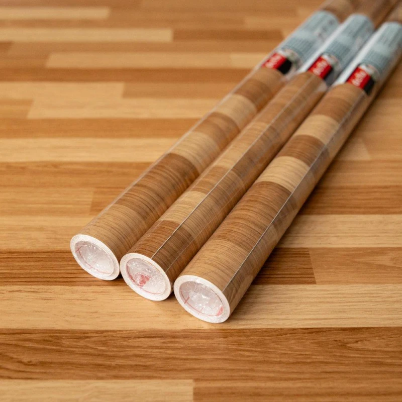 Image of D-C-Fix Woodgrain Modern Butchers Block Self Adhesive Vinyl Wrap Film For Kitchen Doors And Worktops 2M(L) 67.5Cm(W) Pk Of 3 Rolls
