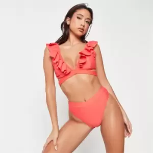 Missguided V Front High Leg Bikini Bottoms - Orange