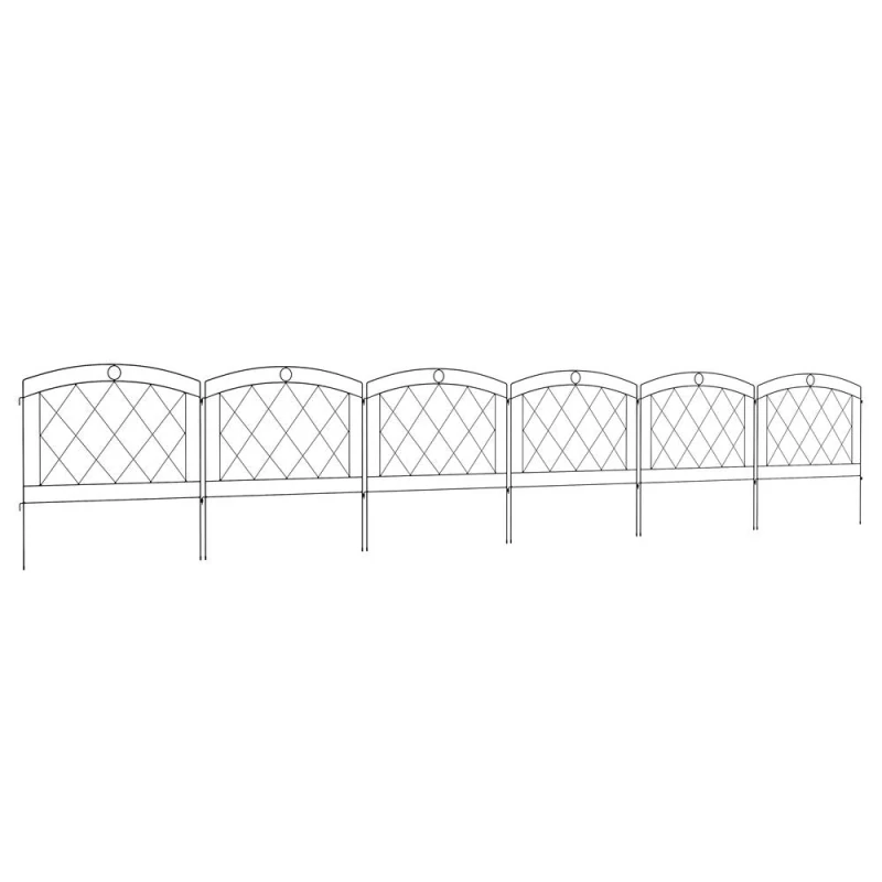 Image of Outsunny 6pc Decorative Garden Fencing 24" x 12ft, Black 844-792V00BK