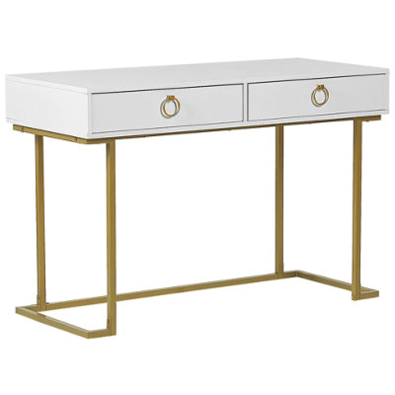 Image of Beliani Console Table Westport White/ Gold 115cm 50 Cm With Drawers