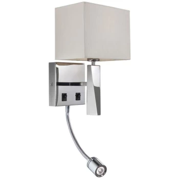 Image of Firstlight - Mansion - 1 Light Switched 2 Light Indoor Wall Light Polished Stainless Steel, Cream, E14