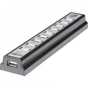 image of Manhattan 10 ports USB 2.0 hub Black, Silver