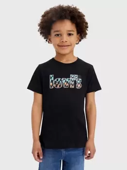 Image of Kids Ombre Checkered Poster Logo Tee - Black