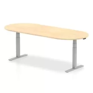 Image of Impulse 2400mm Boardroom Table Maple Top Silver Height Adjustable Leg