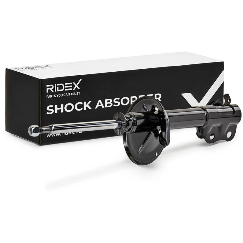 Image of RIDEX 854S1128 Shock absorber Front Axle Left, Gas Pressure, Twin-Tube, Suspension Strut, Bottom Clamp Shock Absorber (854)