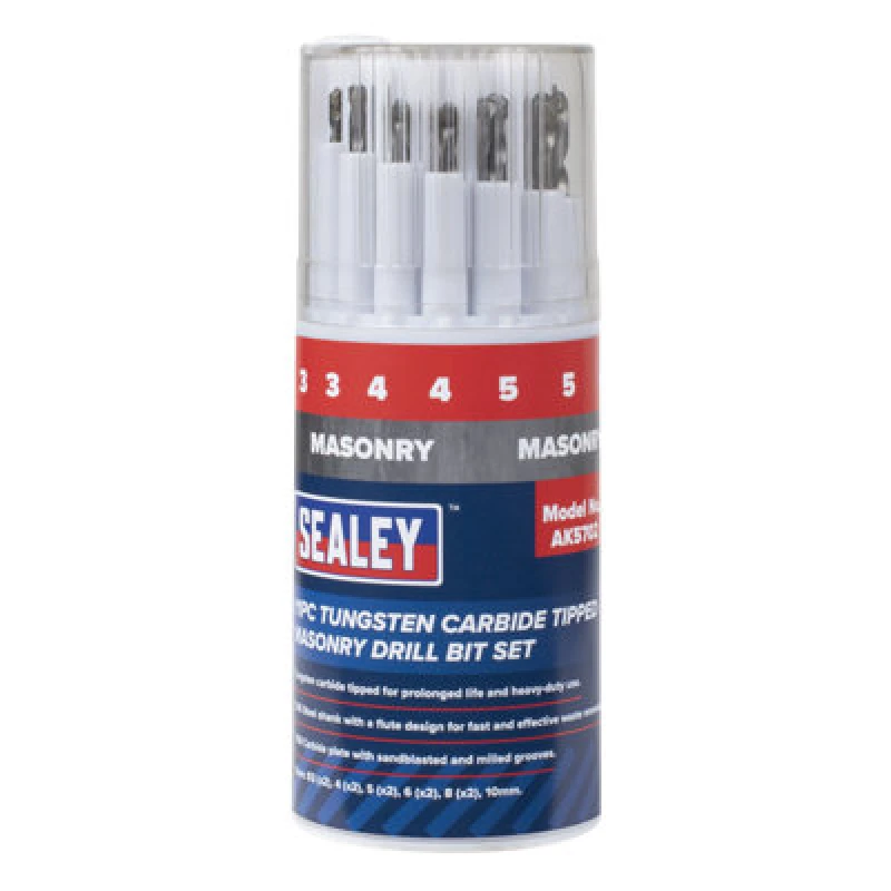 Image of Sealey 11 Piece Tungsten Carbide Tipped Masonry Drill Bit Set