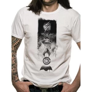 image of Justice League Movie - Icons Mens Medium T-Shirt - White