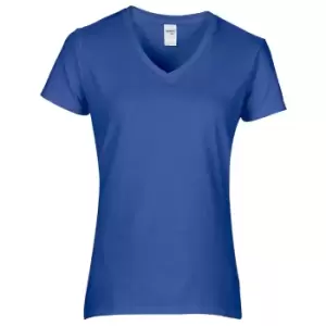 image of Gildan Womens/Ladies Premium Cotton V-Neck T-Shirt (S) (Royal)