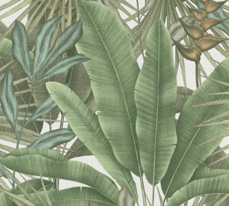 Image of As Creation Floral Palm Green Simply Spray Pre-Pasted 53Cm X 1050Cm