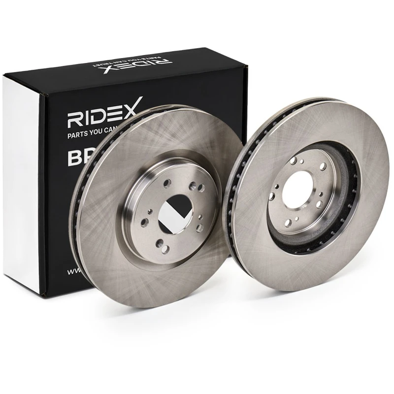 Image of RIDEX 82B0618 Brake disc Front Axle, Vented, Cast Iron, Uncoated, Untreated, without bolts/screws Cast Iron Brake Disc (82)