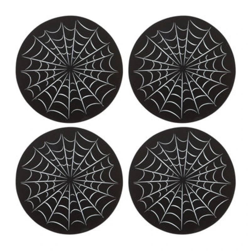 Image of Something Different Something Different Spider Web Coaster Set (Pack of 4) in Black One Size Unisex 5063527672988