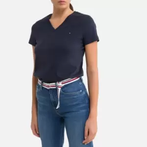 Image of Cotton V-Neck T-Shirt with Short Sleeves