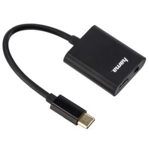 Image of Hama USB C Audio and Charging Adapter 3.5mm Audio Jack