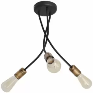 Image of Helam Harvard Multi Arm Semi Flush Ceiling Light Black, Patina 36cm