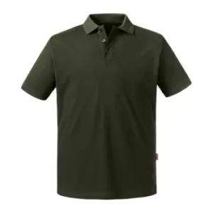 Russell Mens Pure Organic Polo (S) (Dark Olive)