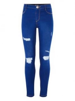 Image of River Island Ripped Molly Jeggings Blue Size 9 Years Girls