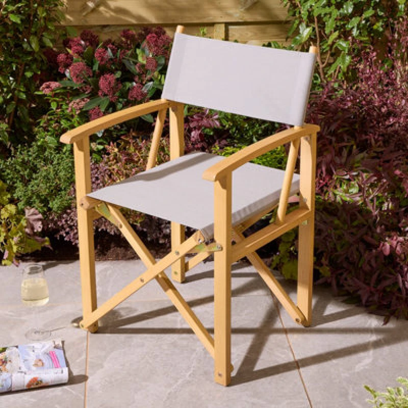 Image of Rowlinson Ascot Folding Director's Chair - Slate Grey, Brown ASCDCHGR