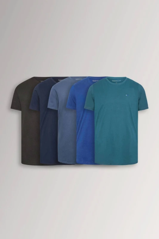 Image of BadRhino BadRhino Men 5 Pack Core T-Shirts in Blue Size: X-Large Blue 1XL Male 5063111740727