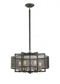Image of Ceiling Pendant 6 Light E27 Weathered Zinc, Brushed Nickel