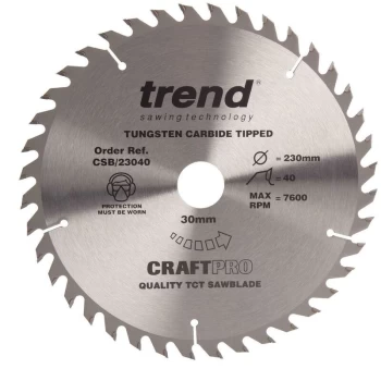 Image of Trend - CSB/23040 TCT Craft Saw Blade 230mm x 40T x 30mm
