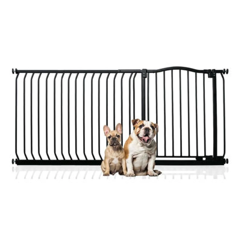 Image of Bettacare Curved Top Dog Gate, 171Cm - 180Cm, Matt Black, Pressure Fit Pet Gate For Dog And Puppy, Pet And Dog Barrier