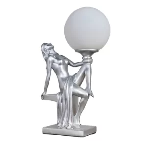 image of Matilda Art Deco Table Lamp in Matt Silver