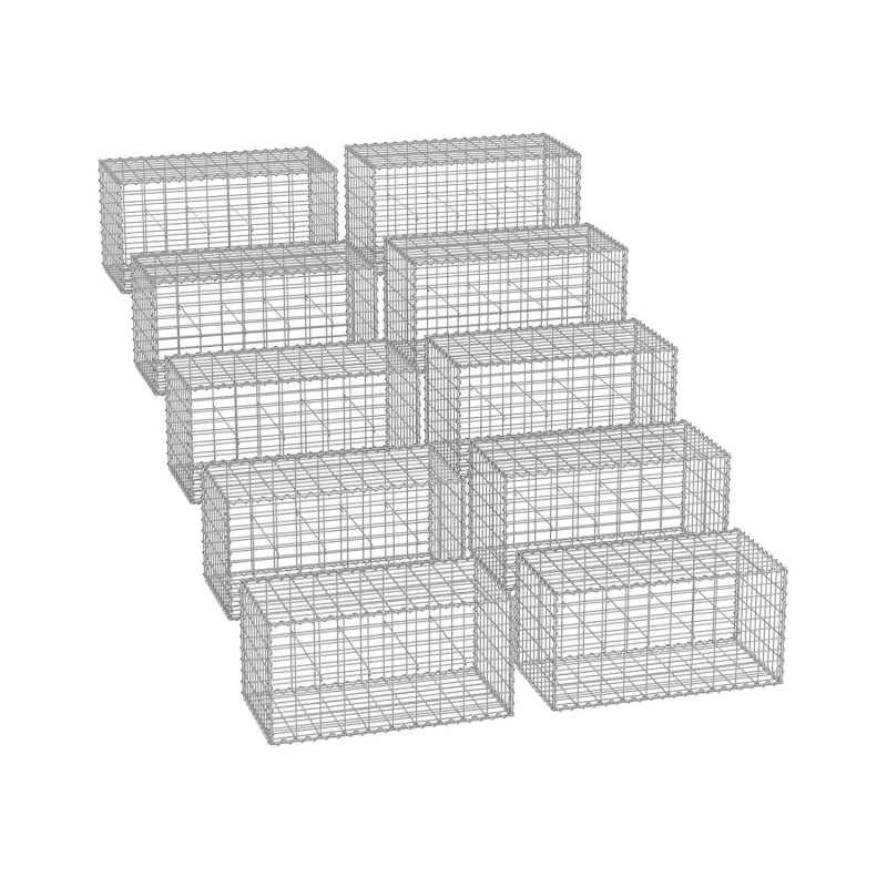 Image of SONGMICS Stone Basket Garden Fence 100 x 50 x 50 cm, 10