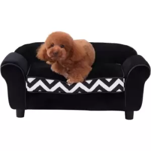 Image of Pet Couch Dog Cat Wooden Sofa Bed Lounge Luxury w/Cushion - Black - Pawhut