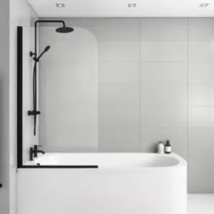 Image of Taurus Hinged 1450mm 6mm Matt Black Bath Screen
