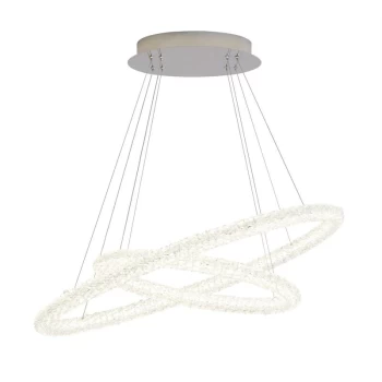 image of Searchlight Circle - Integrated LED 2 Light Ceiling Pendant Chrome with Glass Crystals