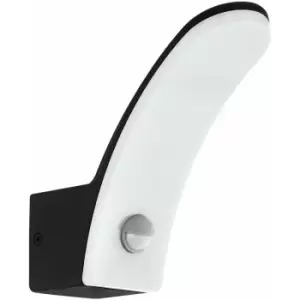 image of Loops - IP44 Outdoor Wall Light & pir Sensor Black Aluminium 11W Built in led